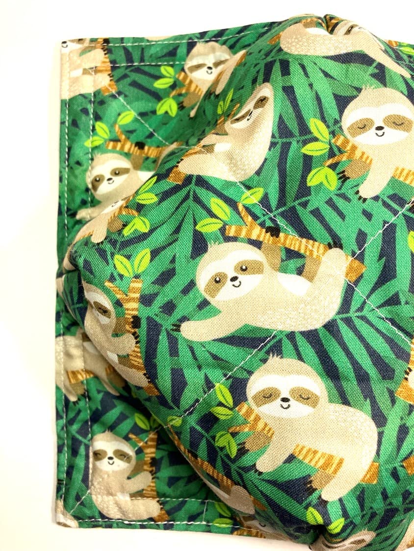Sloth Print Microwave Bowl Cozy - 8.5 Inch Heat-Resistant Bowl Cover for 8 Inch Bowls - Handmade in USA - Perfect for Soup, Oatmeal & Meal Prep (Green Sloth Design)