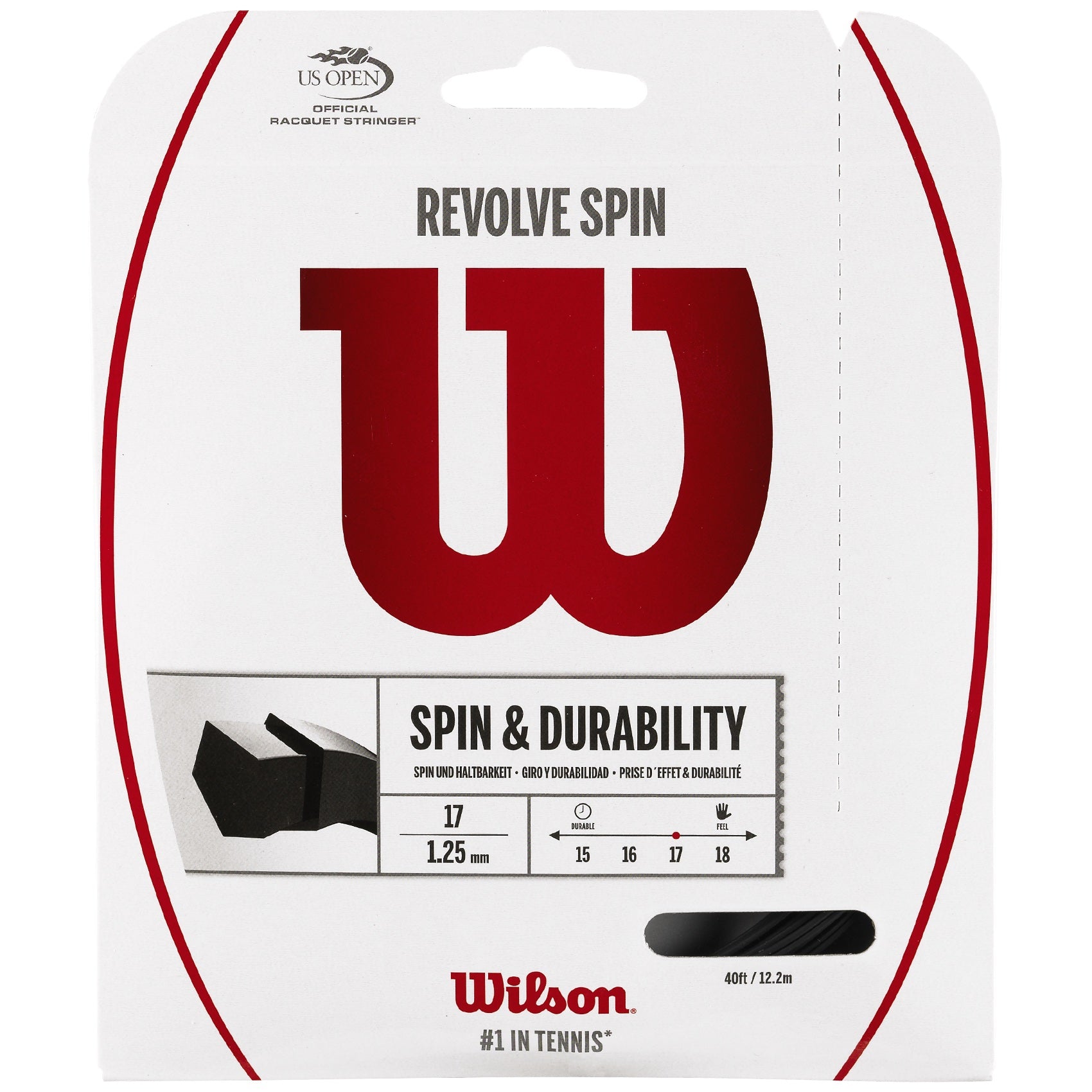 Wilson Revolve Spin Black Tennis String - High Performance Polyester String for Spin & Control | Perfect for Competitive Play & Training