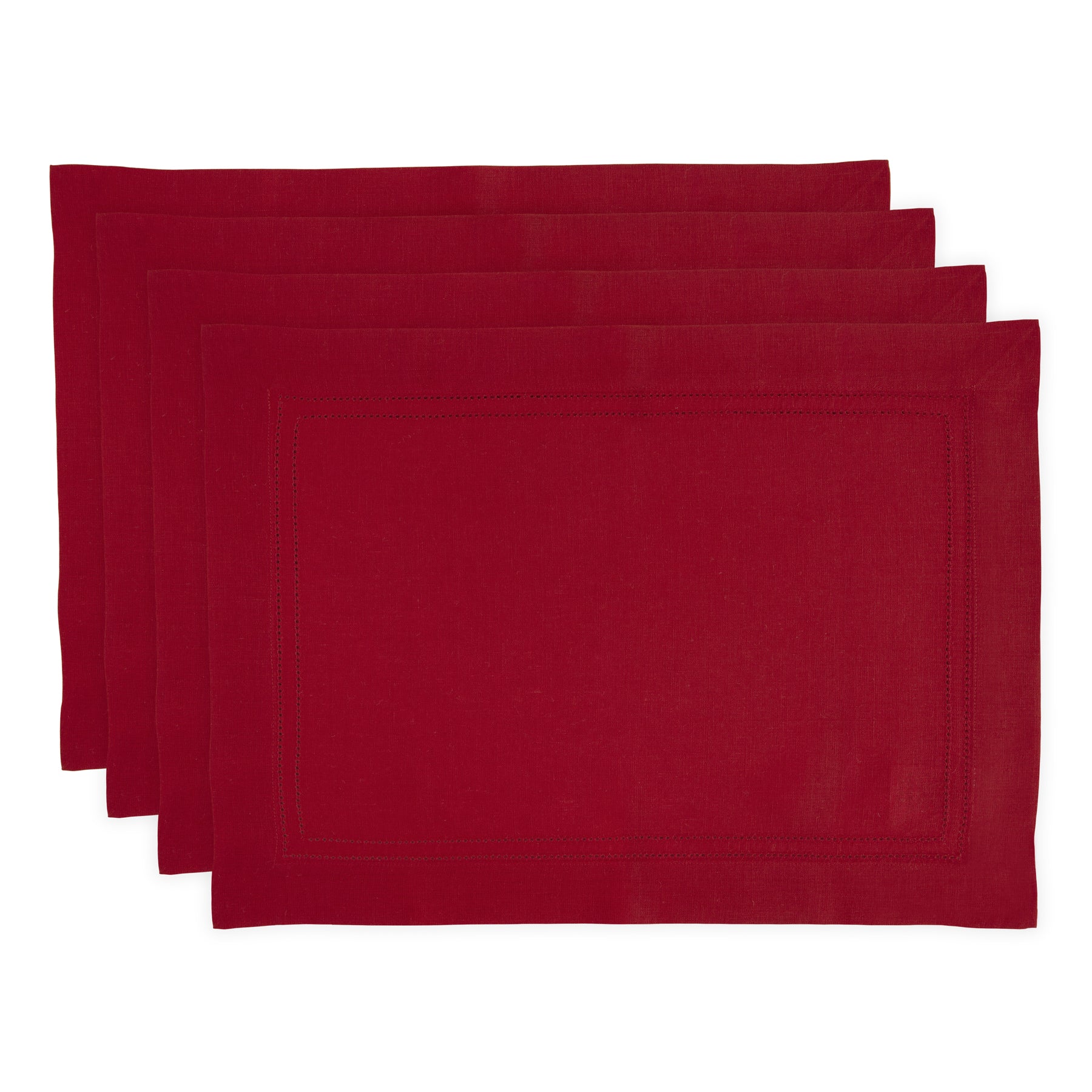 Premium Linen Double Hemstitch Placemats Set of 4 - Elegant Table Decor for Dining Room, Kitchen, and Special Occasions