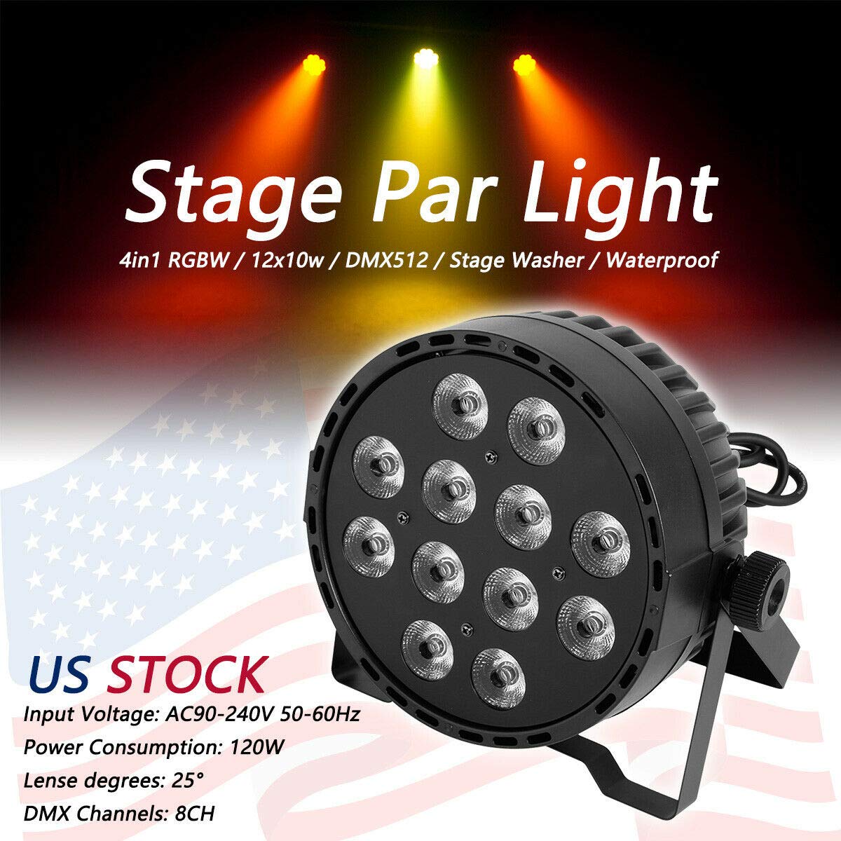Tengchang 6-in-1 LED Stage Par Light with RGBWA UV - 120W DMX512 Wash Light for DJ Shows, Live Concerts & Stage Lighting | Perfect for Nightclubs, Weddings & Events