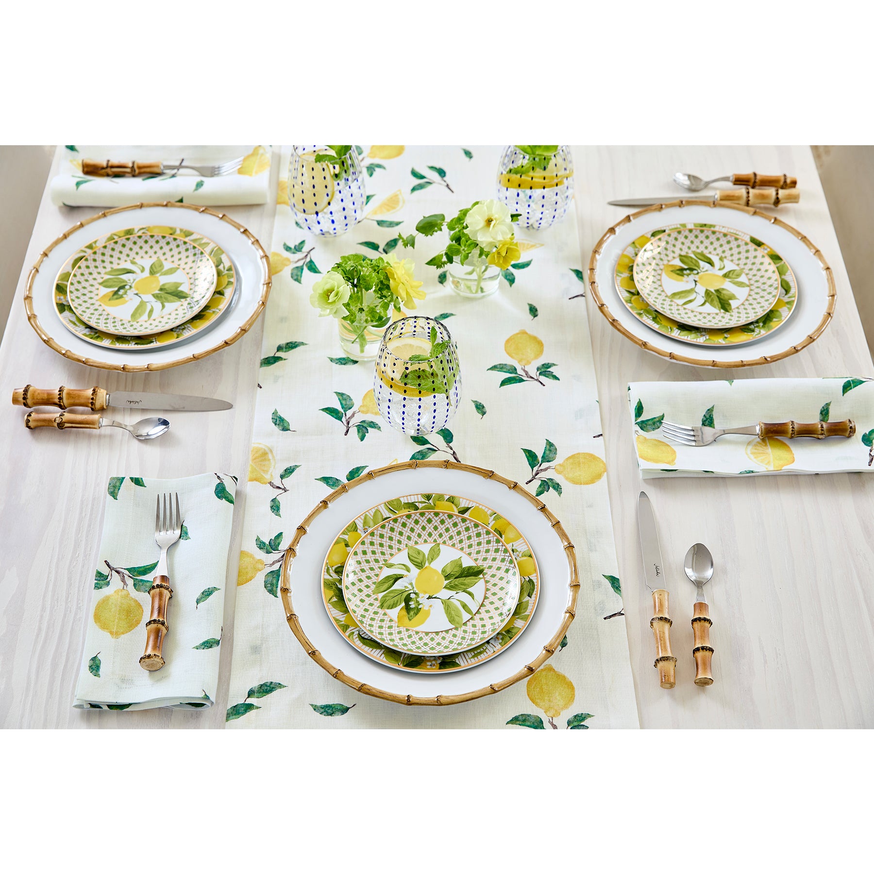 Elegant Botanical Lemon Table Runner - Natural Cotton Dining Table Decor for Spring & Summer Parties, Weddings, and Farmhouse Style Homes