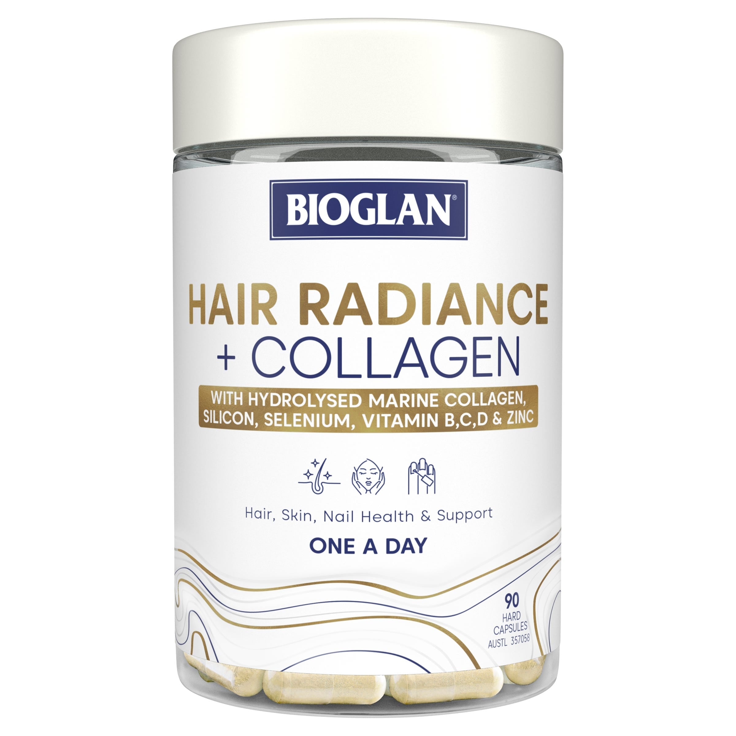 Bioglan Hair Radiance Plus Collagen Supplement for Stronger, Healthier Hair | Supports Hair Growth & Shine | Perfect for Daily Hair Care Routine