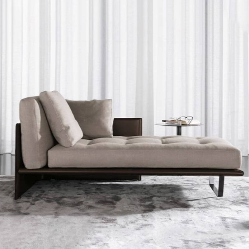 Modern Master Bedroom Chaise Lounge with Birch Wood Frame & Grey Upholstery - Corner Nook Seating Unit for Relaxing, Reading & Lounging