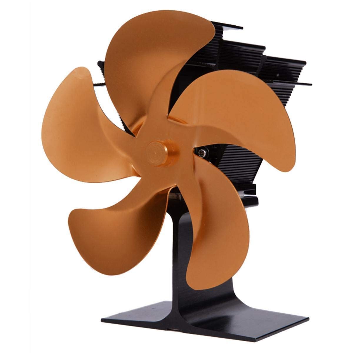 5-Blade Energy Saving Heat Powered Stove Fan - Efficient Heat Distribution for Wood, Gas & Pellet Burning Stoves - Quiet Ecofan for Fireplace & Home Heating (Bronze) - Perfect for Cozy Winter Nights & Energy-Efficient Home Heating