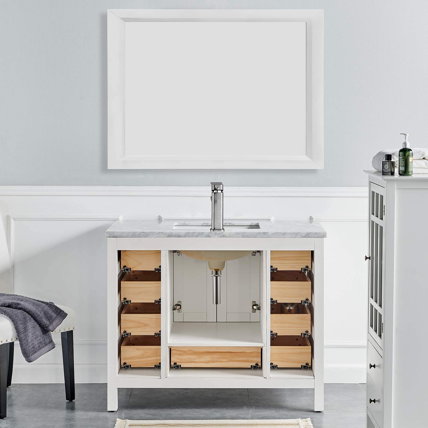 Luxury 36 Inch White Bathroom Vanity with Sink Top - Modern Freestanding Vanity Cabinet with Functional Storage - Perfect for Master Bathrooms, Guest Baths & Small Space Remodels