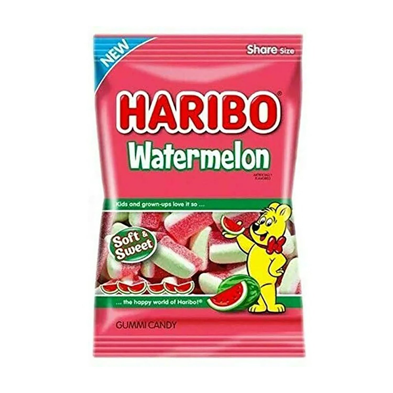 Haribo Watermelon Soft & Sweet Gummy Candy - 3.1oz (12 Pack) | Bulk Gummy Bears for Parties, Snacks & Movie Nights