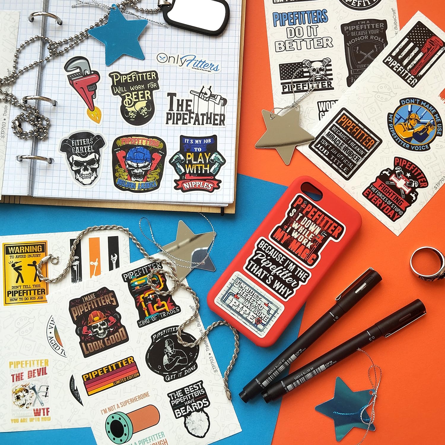 100Pcs Funny Pipefitter Stickers for Hard Hat - Cool Pipefitting Decals for Construction Workers - Perfect Gifts for Pipefitters & Welders - Use on Helmets, Toolboxes & Work Gear