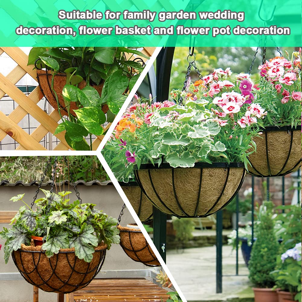 2 Pack Round Coco Liners for Planters - 8/10/12/14/16 Inch Coconut Fiber Planter Liners - Natural Hanging Basket Liners for Wall Planters, Flower Pots & Garden Decor - Perfect for Indoor/Outdoor Plants & Vertical Gardens
