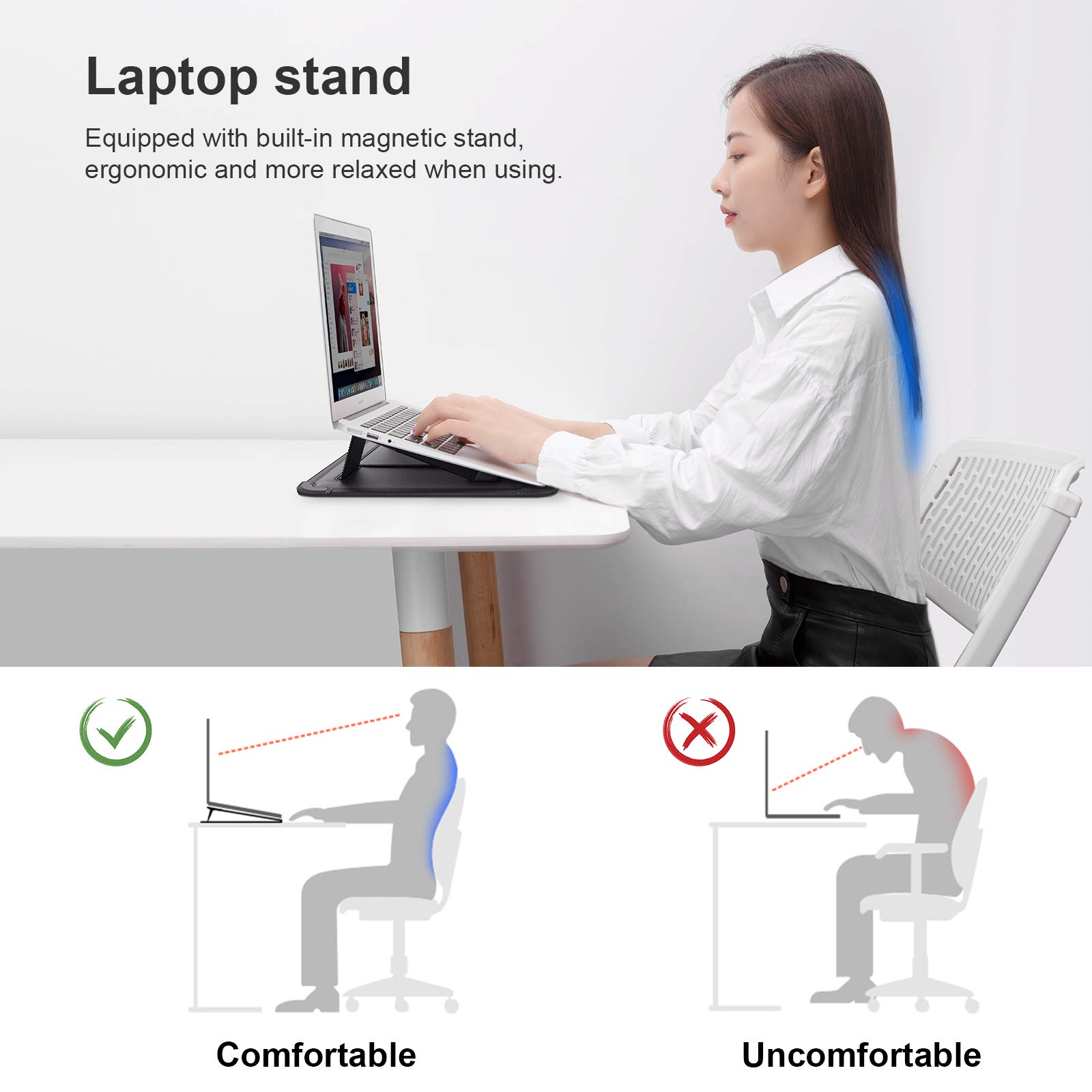 Nillkin 15.6 Inch Laptop Sleeve for MacBook Air M4/Pro 16/HP/Dell/Asus - Slim Protective Case with Built-in Stand & Mouse Pad, 2 Adjustable Angles, Lightweight & Durable (Blue) - Perfect for Work, Travel & School Use