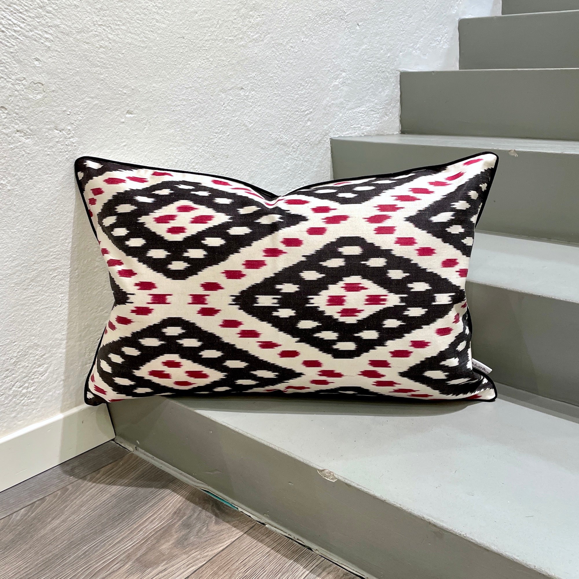 Luxury Silk Ikat Cushion Cover | Handmade Bohemian Decorative Pillow Case | Perfect for Sofa, Bedroom & Home Decor