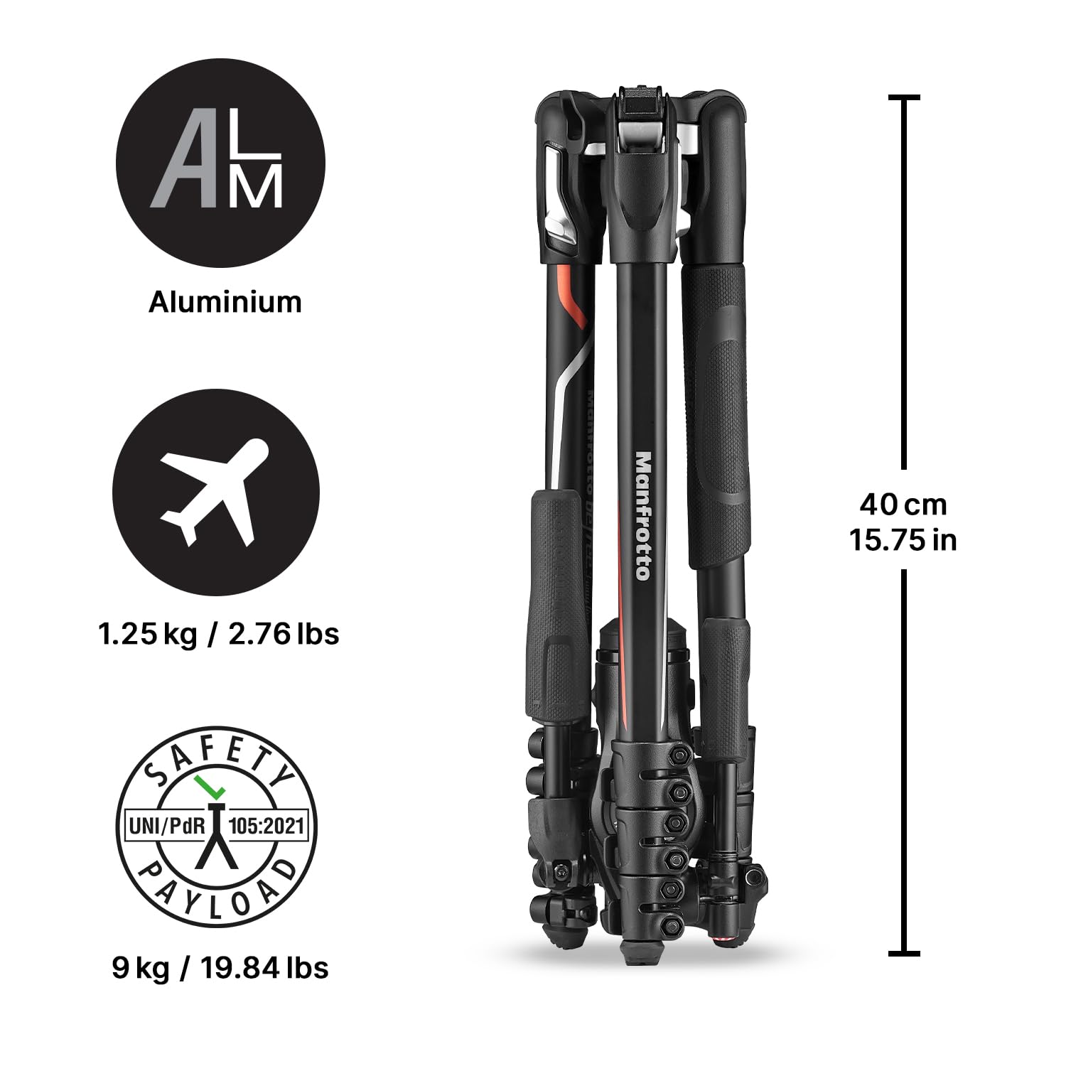 Manfrotto Befree Advanced 3-Way Aluminum Travel Tripod with Fluid Head for Sony Alpha Cameras - Compact Lever Lock Mini Tripod for Photography, Videography & Vlogging - Includes Carry Bag (MKBFRLA-3W) - Perfect for Travel, Outdoor Shoots & Content Creation