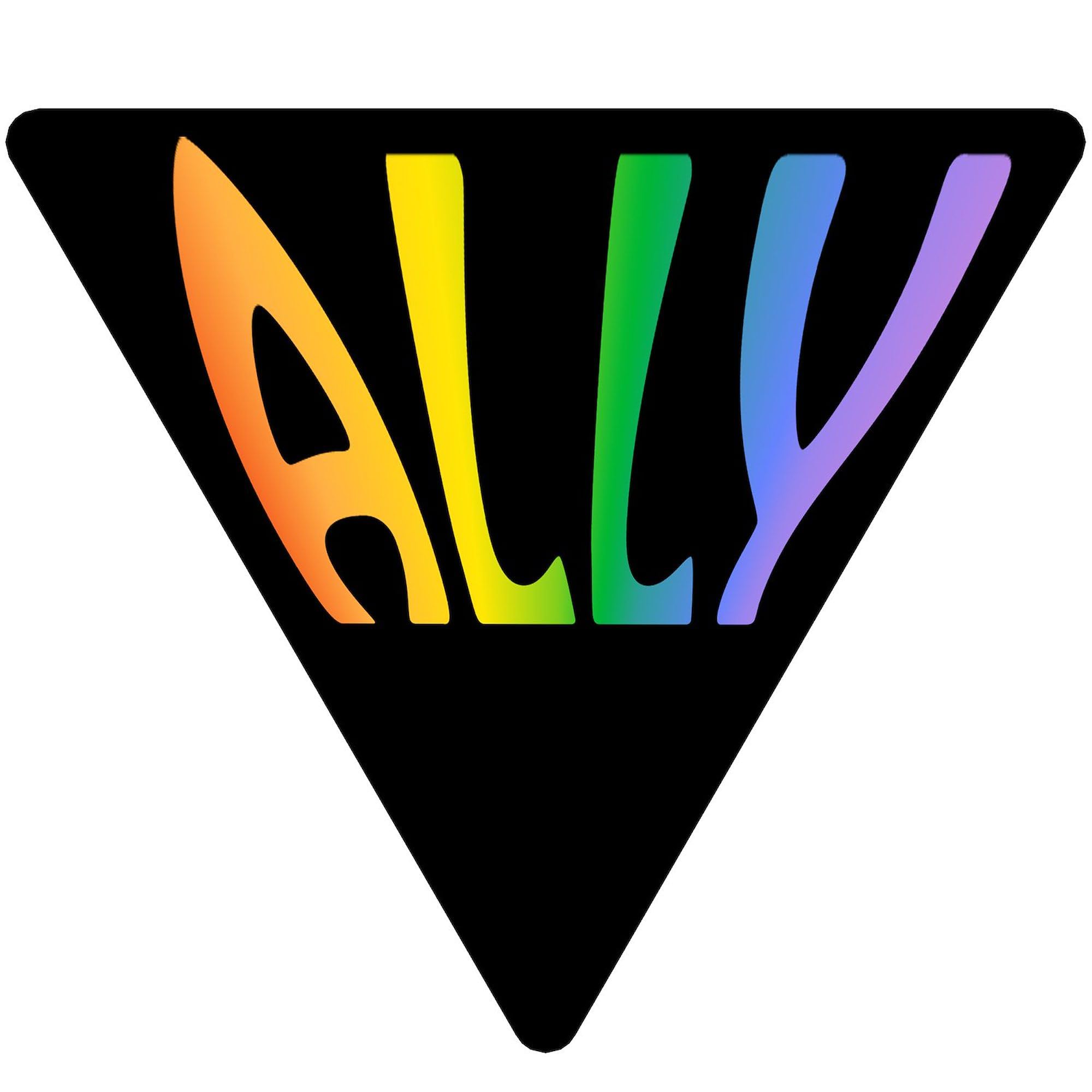 Triangle Ally Pride Square Sticker 3x3 Inch - Waterproof Vinyl Bumper Sticker for Car, Laptop, Phone - LGBTQ+ Support Decal for Windows, Notebooks, and Personal Belongings
