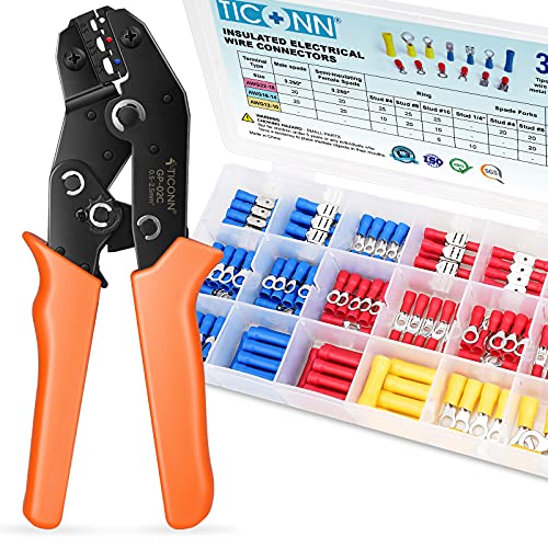 300 Pcs Electrical Insulated Wire Connectors Kit with Crimper Tool - Waterproof Heat Shrink Butt Connectors for Automotive, Marine & Home Wiring Repairs