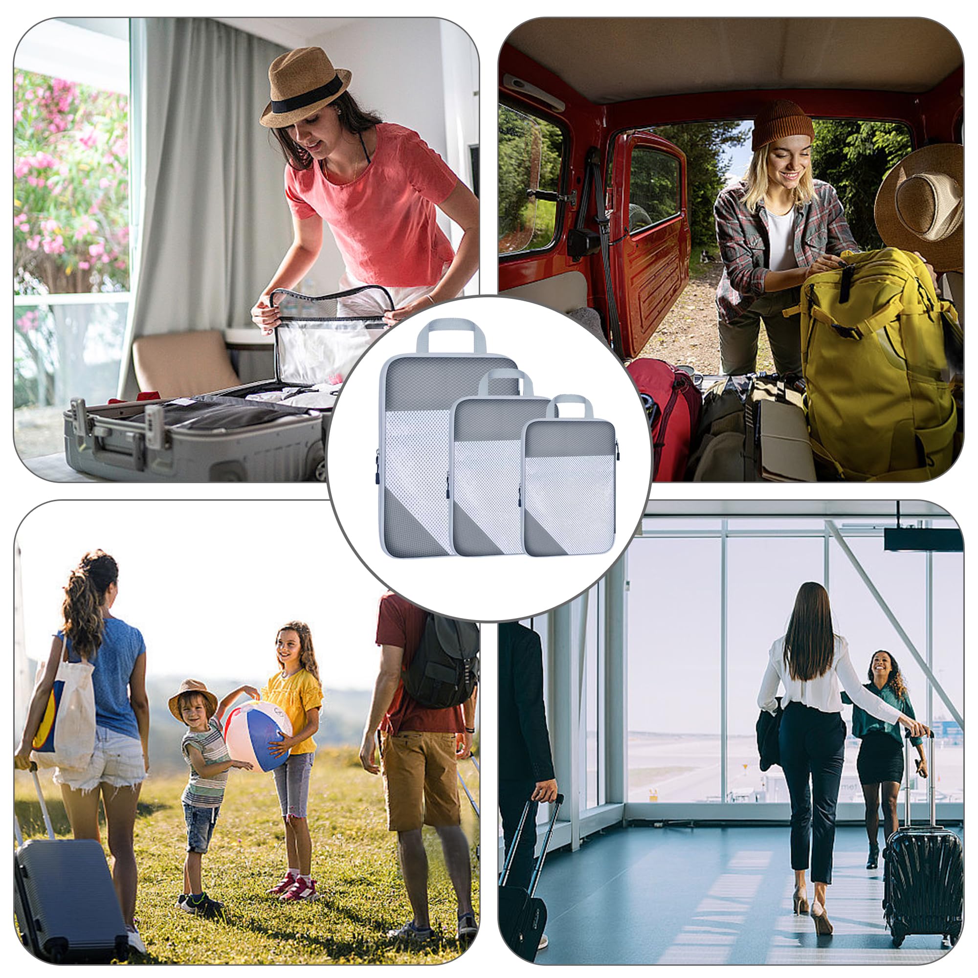 3-Piece Lightweight Compression Packing Cubes Set for Travel - Durable Expandable Zipper Organizers with Storage Bags | Perfect for Suitcase Organization, Business Trips & Vacation Packing Essentials