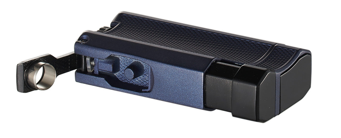Visol Concave Double Flame Torch Lighter - Windproof Refillable Butane Lighter in Indigo Blue - Perfect for Cigars, Candles, Camping & Outdoor Adventures