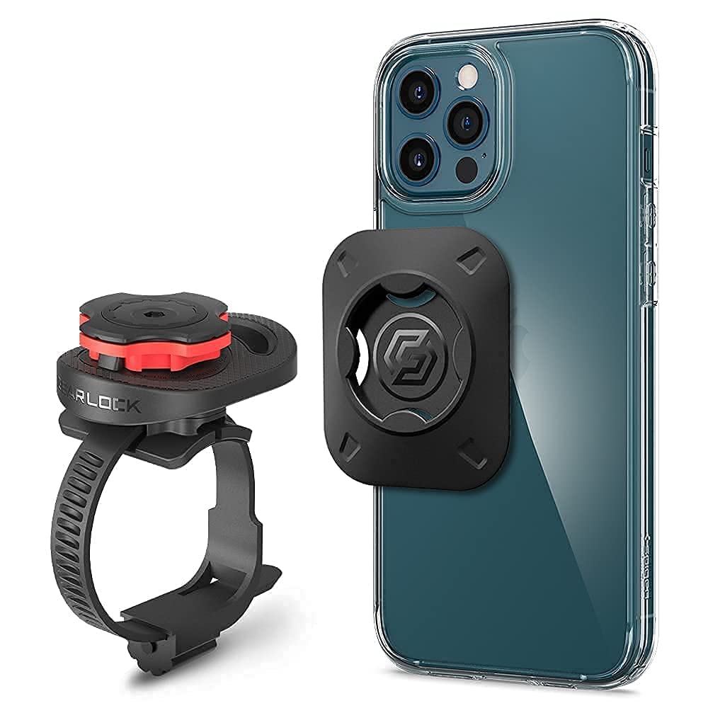 Spigen Gearlock Stem Bike Mount with Universal Adapter - Compatible with iPhone 12 Pro Max Ultra Hybrid Case (Crystal Clear) - Secure Phone Holder for Cycling, Commuting & Outdoor Adventures
