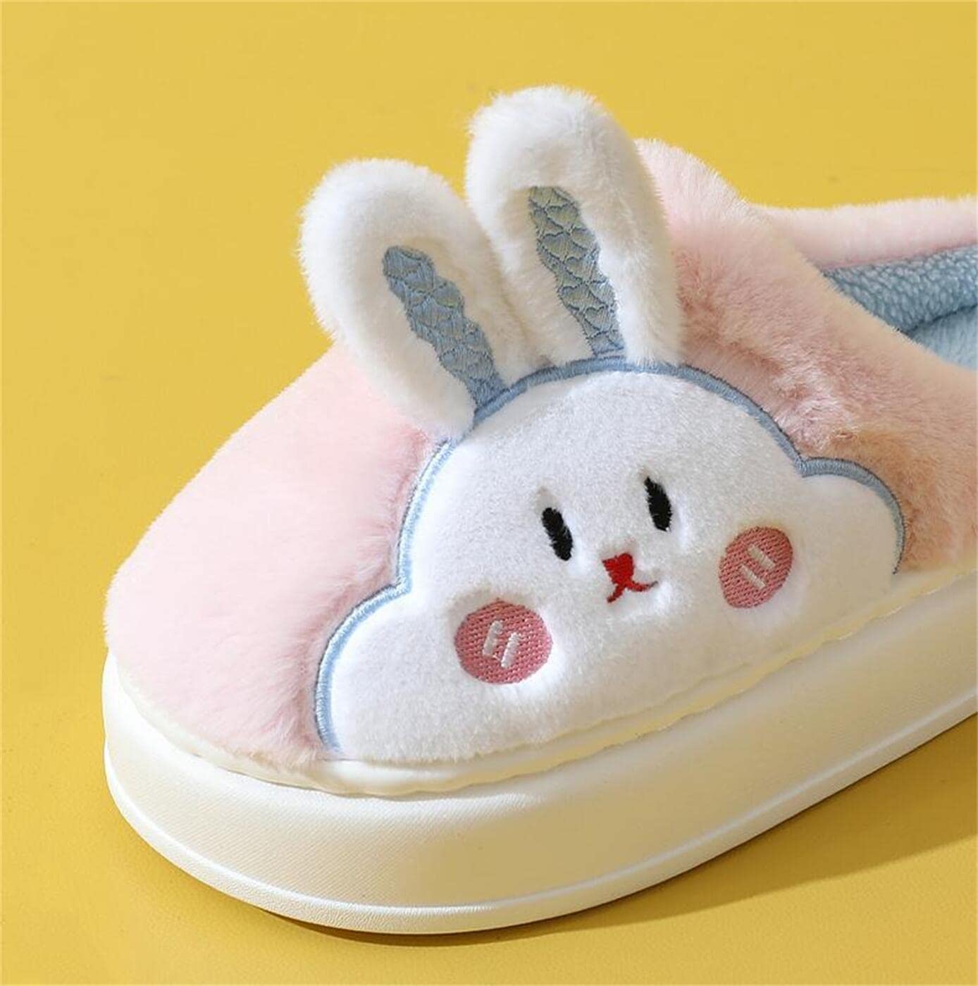 Cozy Cartoon Rabbit Plush Slippers for Men & Women - Soft Warm Indoor/Outdoor Winter House Shoes with Thick Sole - Perfect for Home, Office, Travel & Relaxation