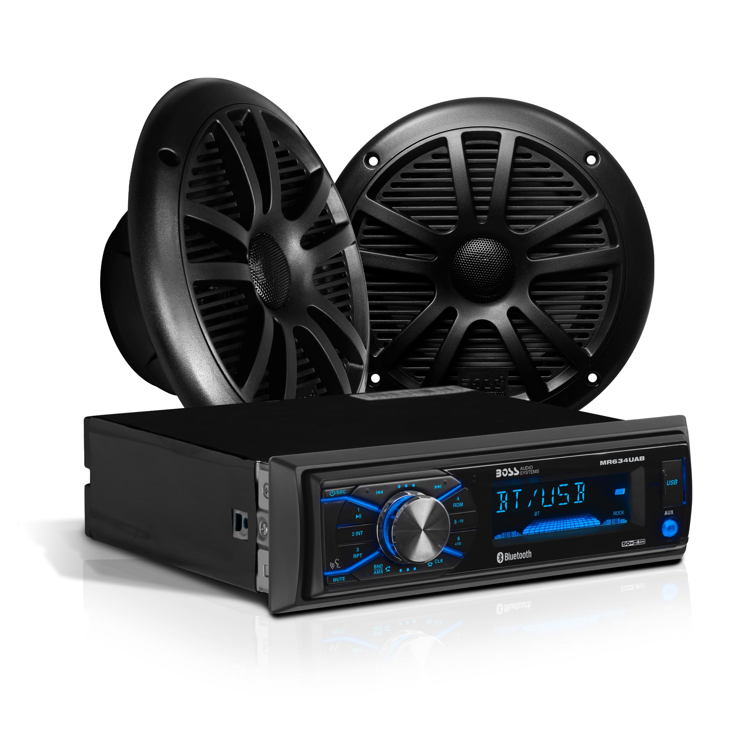BOSS Audio Systems MCBK634B.6 Marine Boat Stereo System with 6.5 Inch Waterproof Speakers - Bluetooth, AM/FM Radio Receiver, No CD/DVD Player, Includes Dipole Antenna | Perfect for Boating, Fishing & Outdoor Water Activities