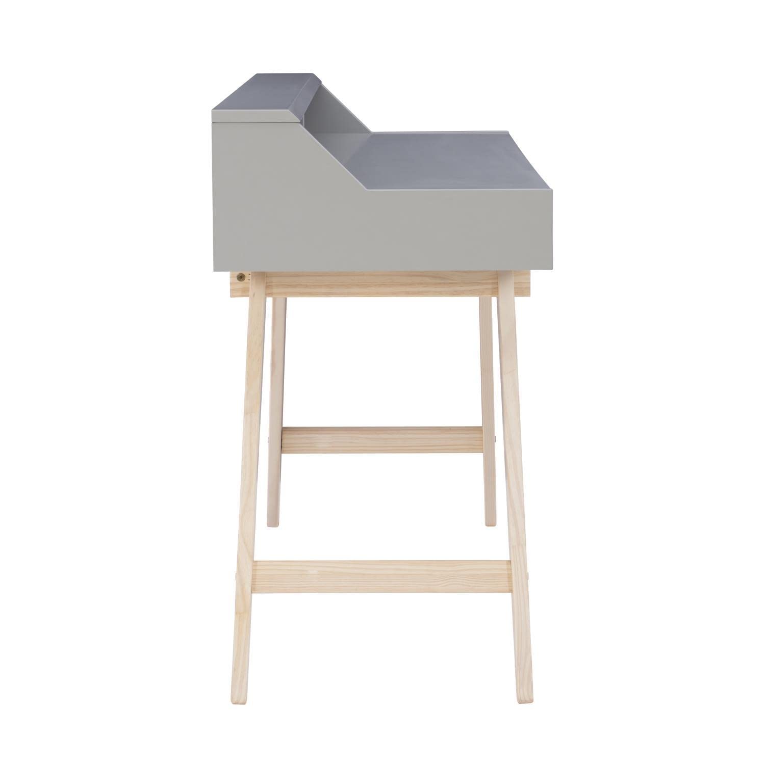 Linon Shivley Two Drawer Desk - Compact Grey Writing Desk for Home Office, Study & Small Spaces - Sturdy Wooden Workstation with Storage Drawers