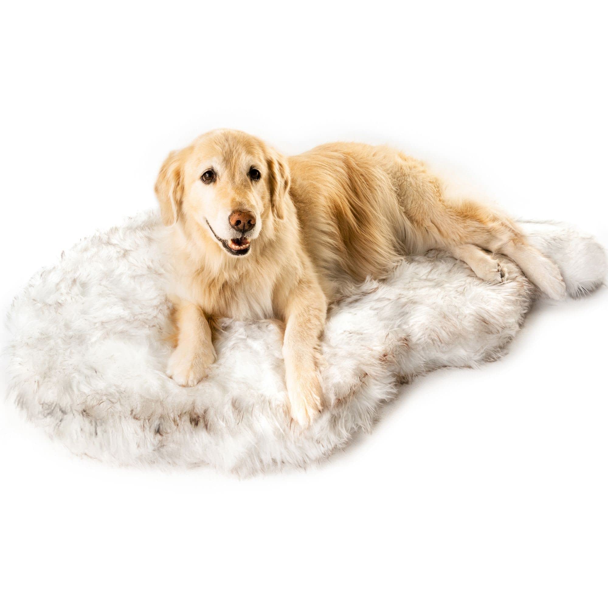 Orthopedic Dog Bed with Memory Foam & Soft Faux Fur - Joint Pain Relief for Medium Dogs, Machine Washable Waterproof Pet Couch Bed (White) - Perfect for Living Room, Bedroom & Kennel Comfort