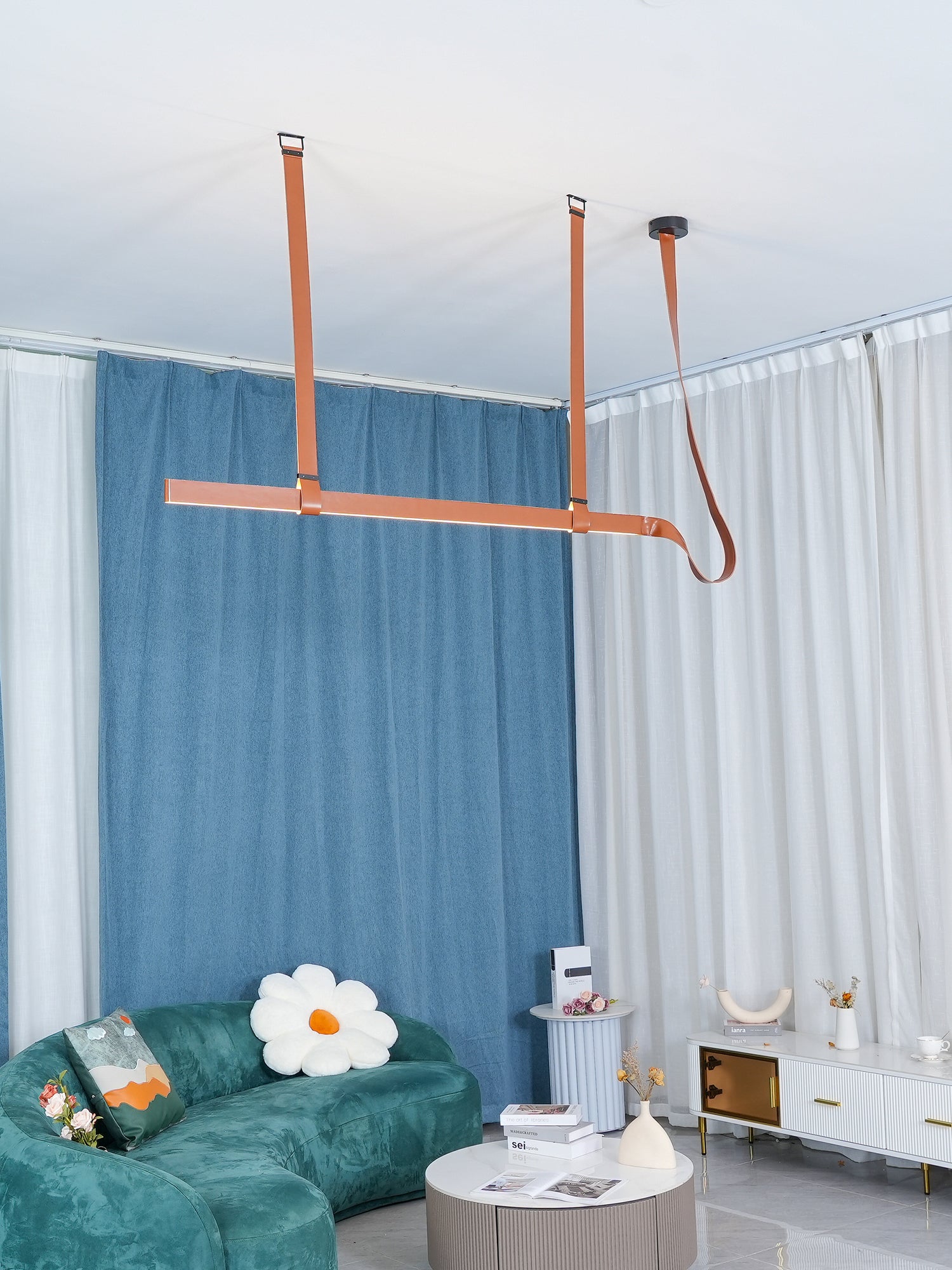 Modern Belt Horizontal Pendant Lamp - Industrial Style Ceiling Light Fixture for Kitchen Island, Dining Room & Living Room Decor