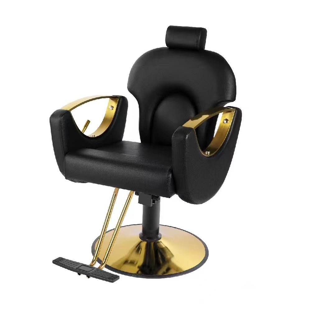 Modern Reclining Chair with Headrest & Golden Disc Armrest - Ergonomic Office Chair, Gaming Chair, Living Room Lounge Chair for Home & Office Comfort