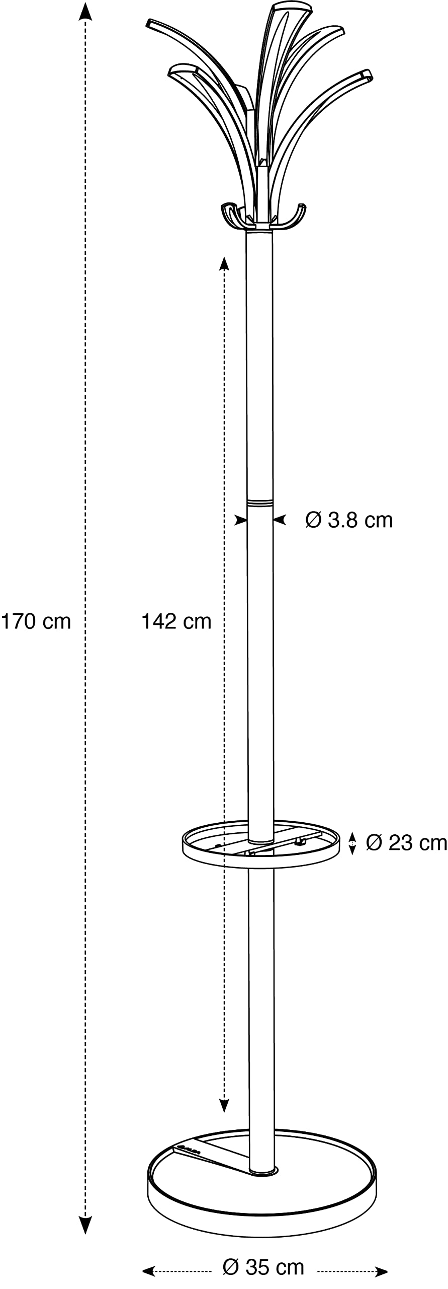 Black Floor Coat Stand with 6 Pegs & 3 Hooks - Heavy Duty Entryway Organizer for Hats, Coats & Bags | Perfect for Home, Office & Mudroom Organization