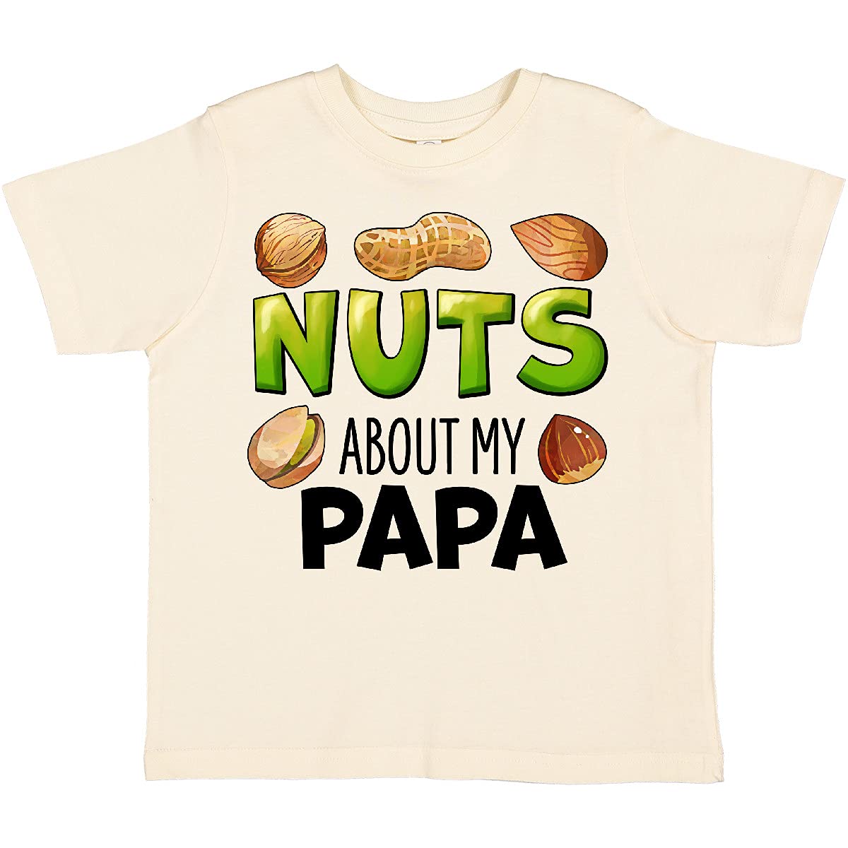 Inktastic 'Nuts About My Papa' Peanut, Almond, Pistachio Toddler T-Shirt - Cute Casual Outfit for Father's Day, Family Photos & Playdates