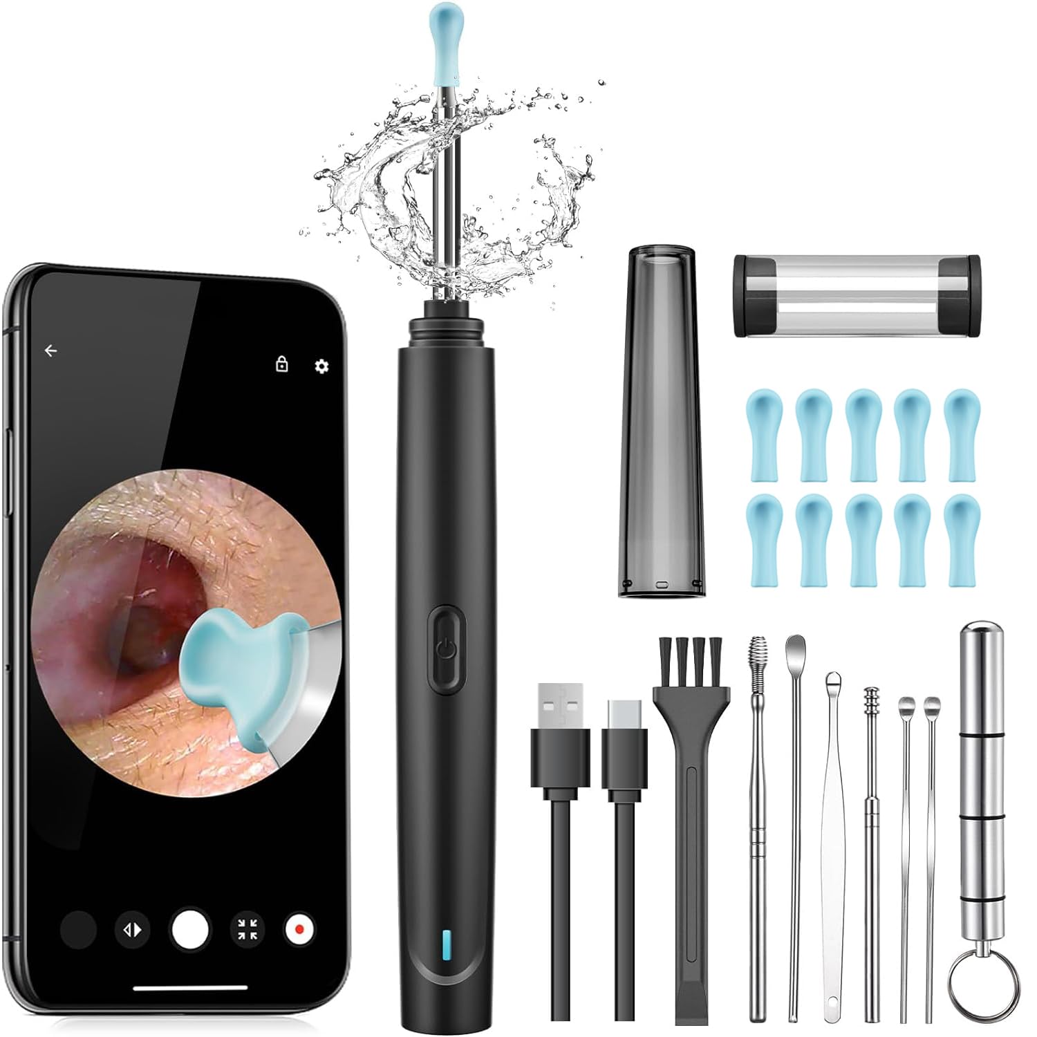 Ear Wax Removal Tool with 1296P HD Camera & 6 LED Lights - Professional Ear Cleaning Kit for Safe Wax Removal at Home - Perfect for Personal Hygiene, Kids Ear Care, and ENT Health Maintenance
