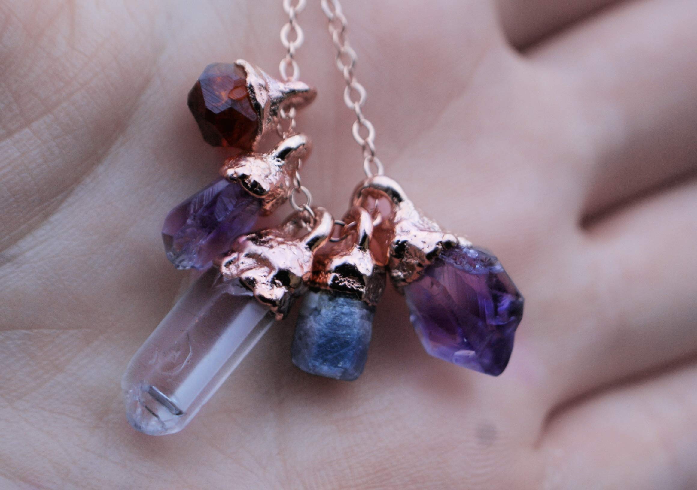 Personalized Raw Crystal Birthstone Necklace - Custom Electroformed Jewelry for Women, Mom, Wife - Unique Birthday, Anniversary & Mother's Day Gift - Perfect for Everyday Wear & Special Occasions