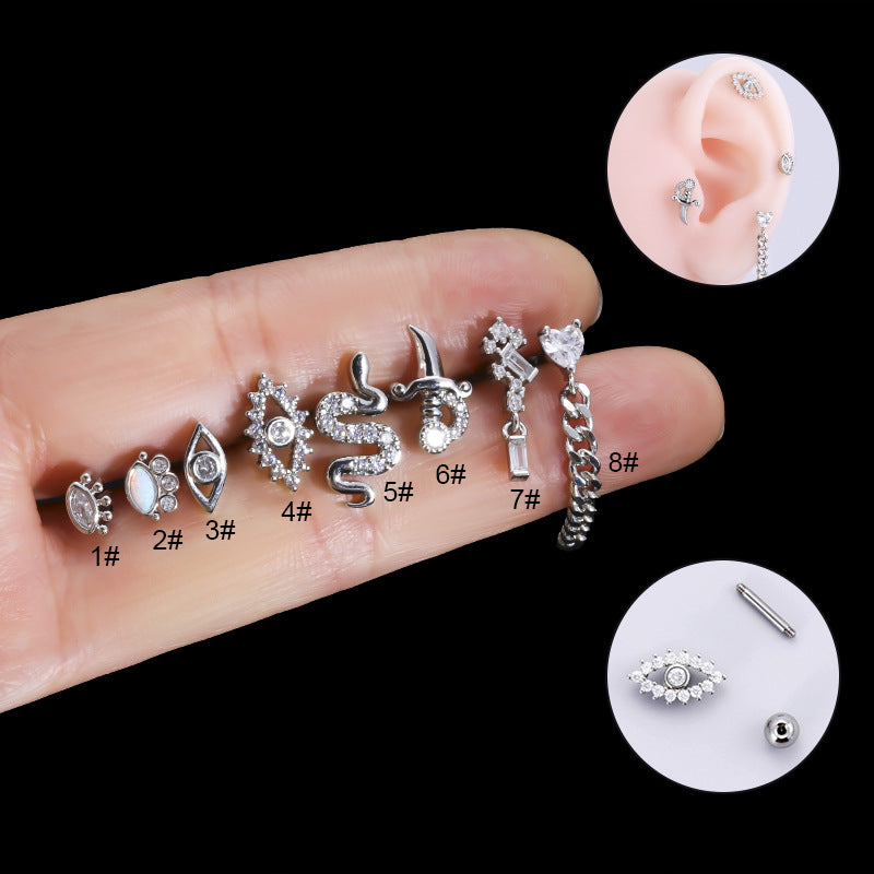 16G Surgical Steel Cartilage Earrings - Heart Dangle Earrings with Ball Back Closure | Hypoallergenic Body Jewelry for Women | Perfect for Daily Wear, Parties & Special Occasions