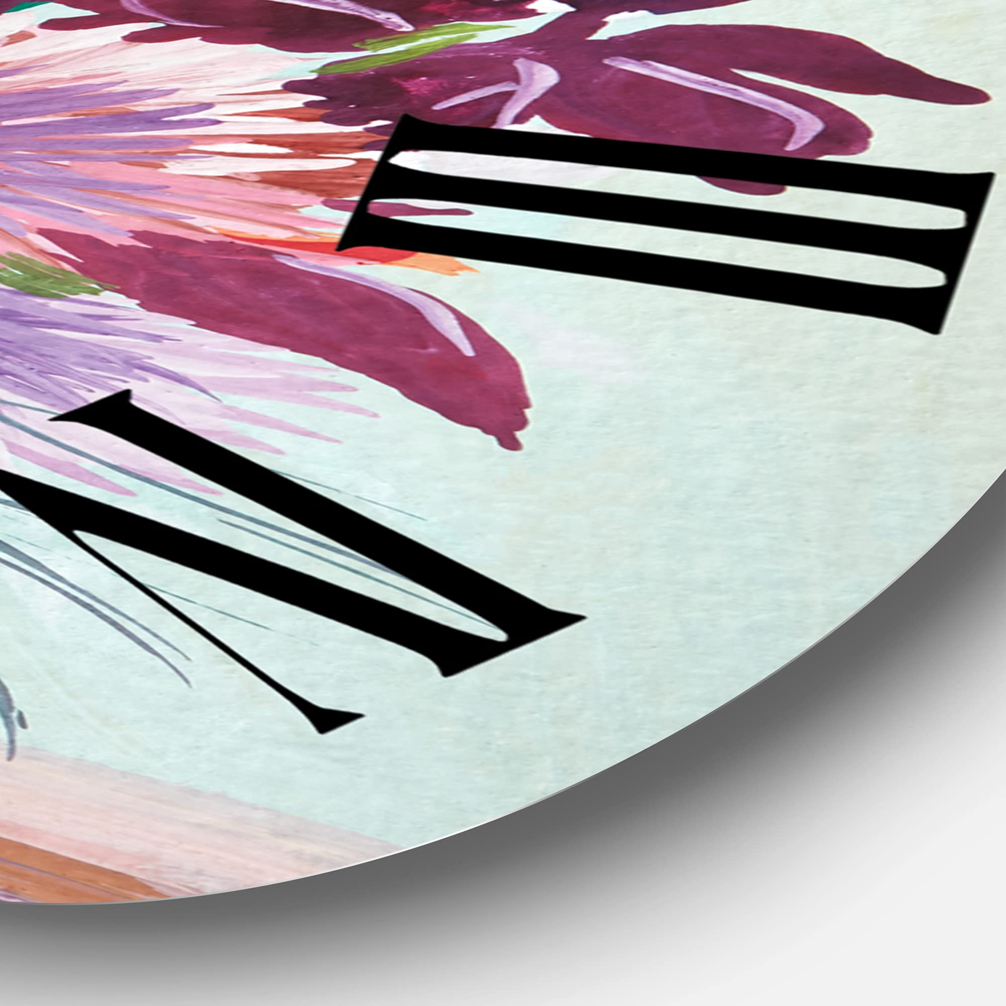 DesignQ Traditional Wall Clock - Still Life with Asters on White Flowers in Vase - Large Floral & Botanical Wall Clock for Kitchen, Living Room, Bedroom Decor - Perfect for Home & Office
