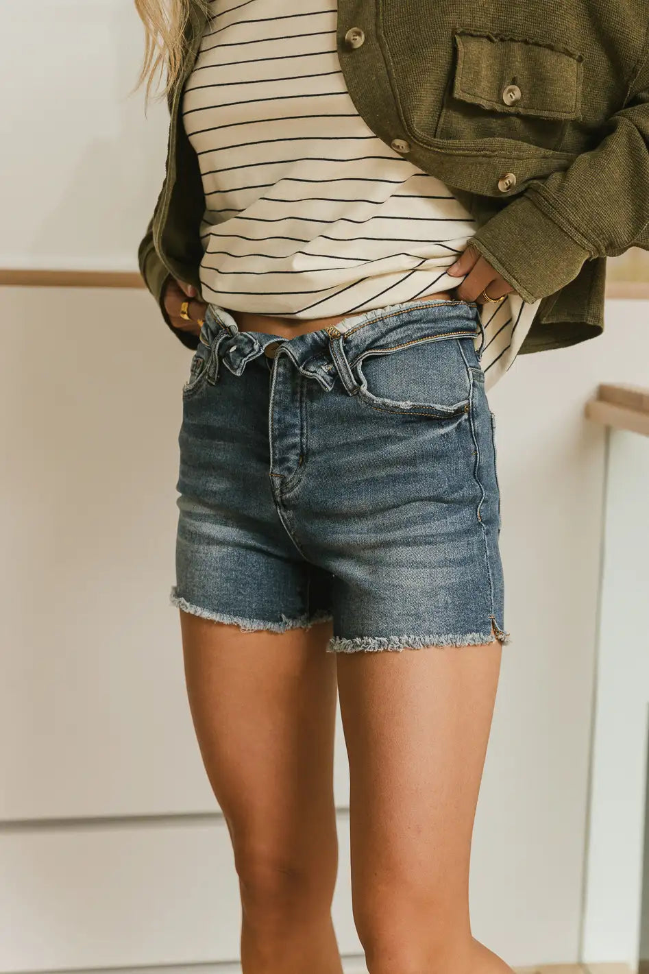 Mika Women's High Waist Denim Shorts - Trendy Distressed Jeans for Summer | Perfect for Casual Outfits, Beach Trips & Music Festivals