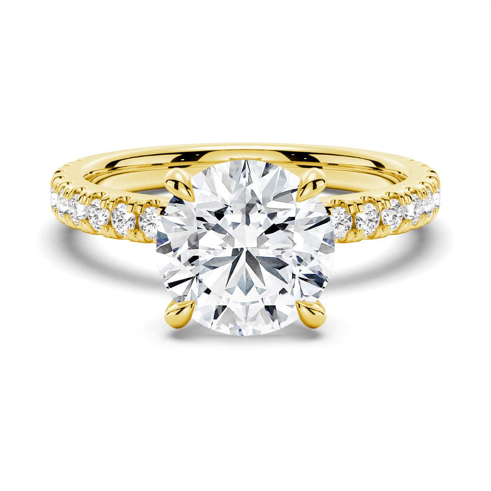 1.5 Carat Round Moissanite Engagement Ring with Pavé Band & Hidden Halo - Perfect for Proposals, Weddings & Anniversary Gifts