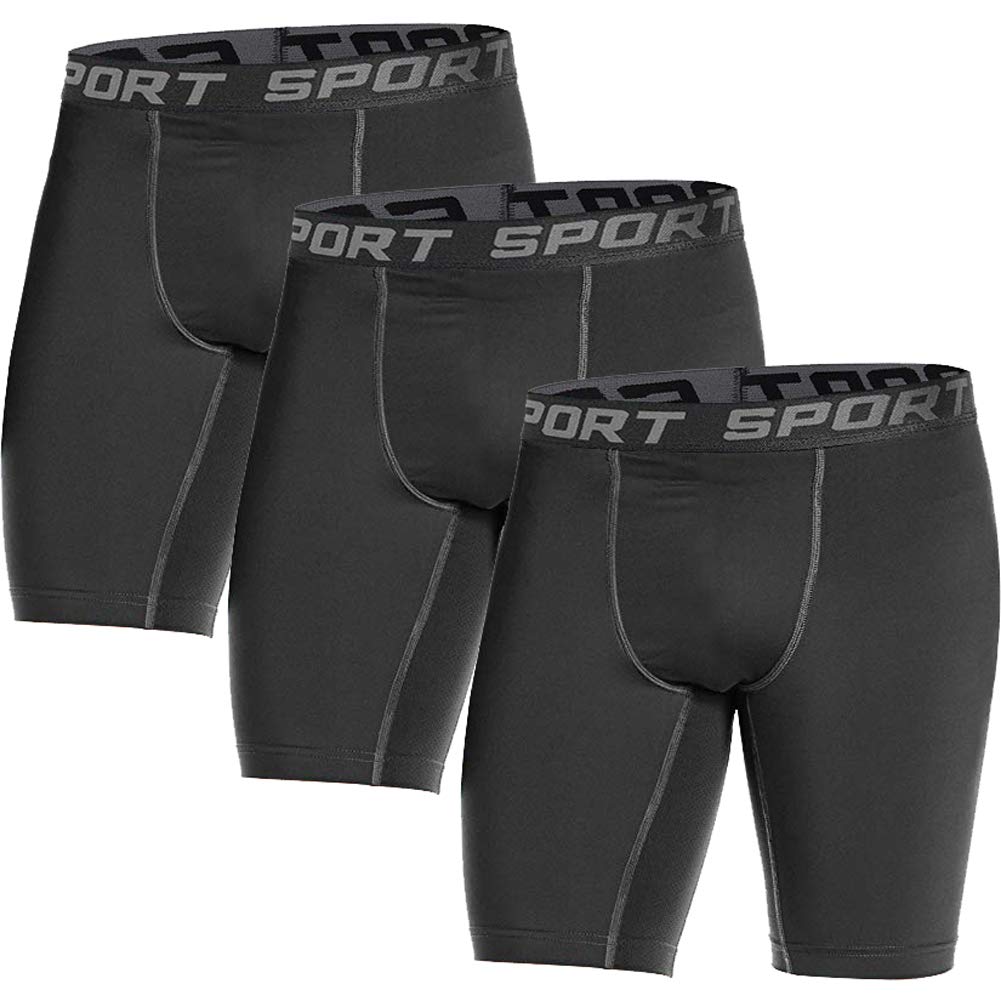 Men's Athletic Compression Shorts 3-Pack - Moisture-Wicking Running & Workout Shorts for Gym, Cycling & Sports Performance