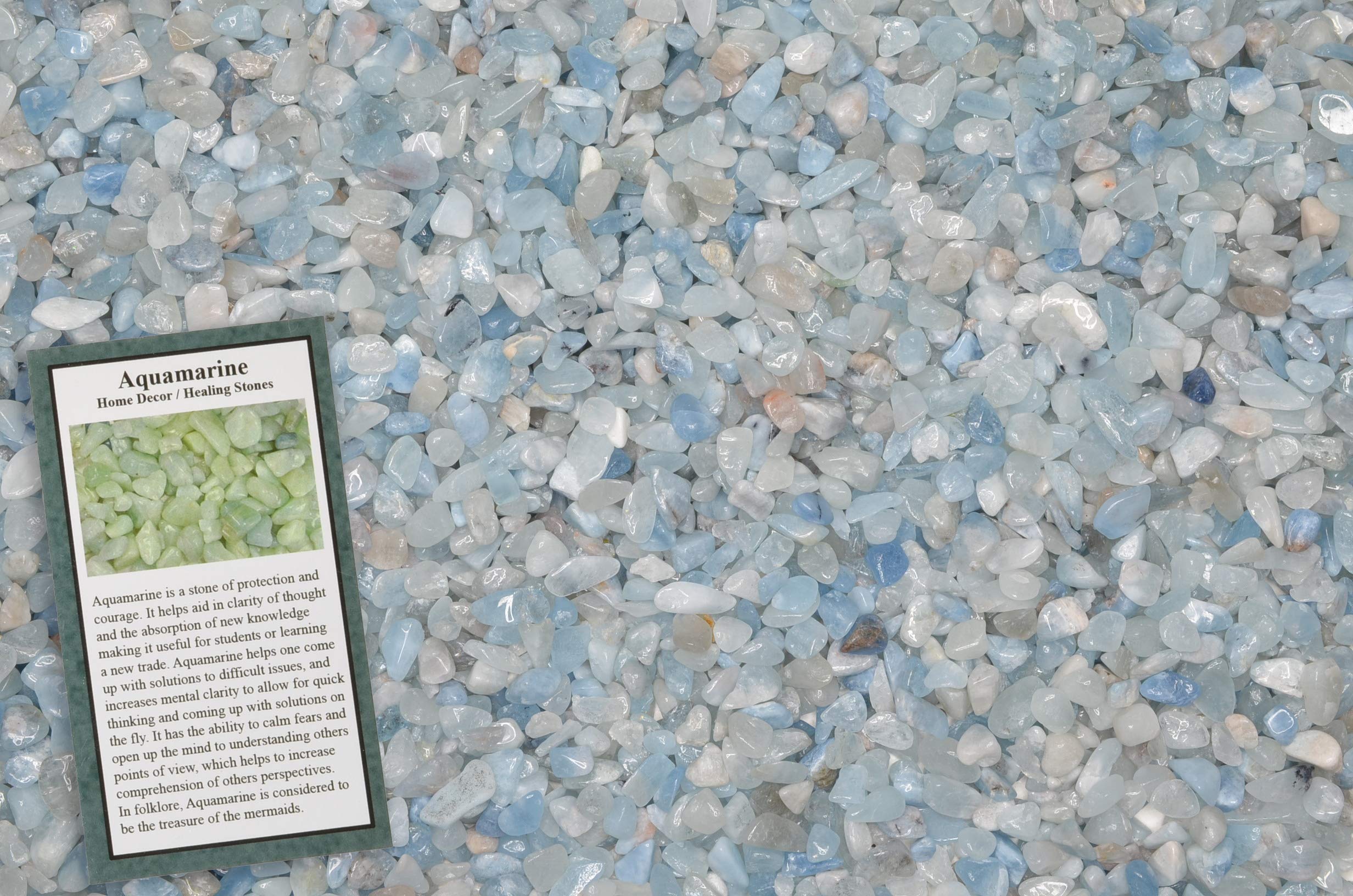5 lbs Tumbled Aquamarine Chips - Natural Healing Stones with ID Card - Perfect for Crystal Healing, Jewelry Making, Home Decor & Meditation