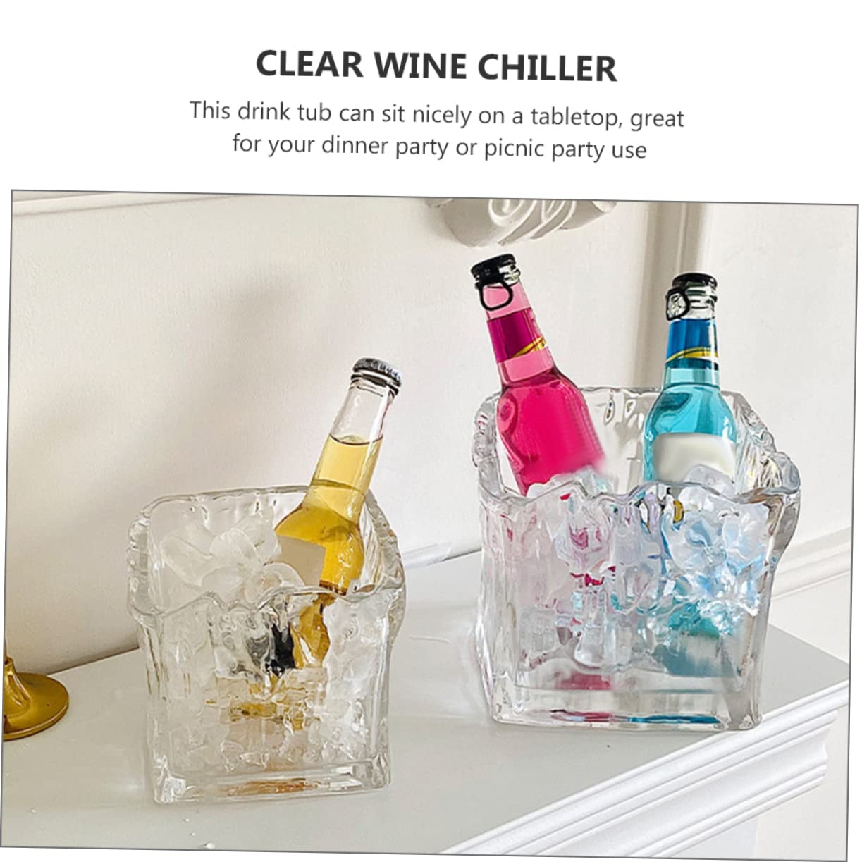 Premium Glass Ice Bucket for Wine & Beer - Leakproof & Durable Bar Accessory - Perfect for Parties, Weddings & Home Entertaining