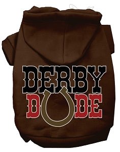 Derby Dude Screen Print Dog Hoodies - Soft & Stylish Pet Apparel in Multiple Colors - Perfect for Outdoor Adventures & Photo Shoots