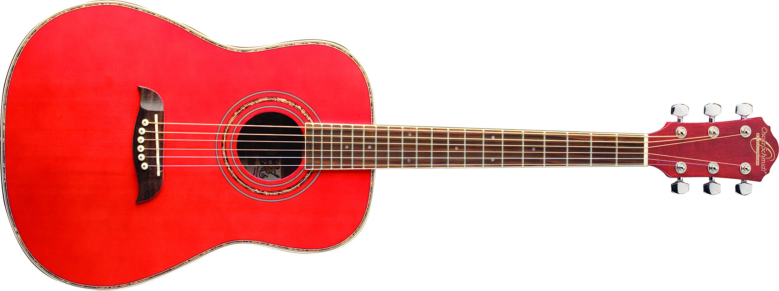 Oscar Schmidt OG1TR-A-U 3/4 Size Acoustic Guitar - High Gloss Red Finish | Perfect for Beginners, Travel & Kids | Ideal for Home Practice, Camping & Music Lessons