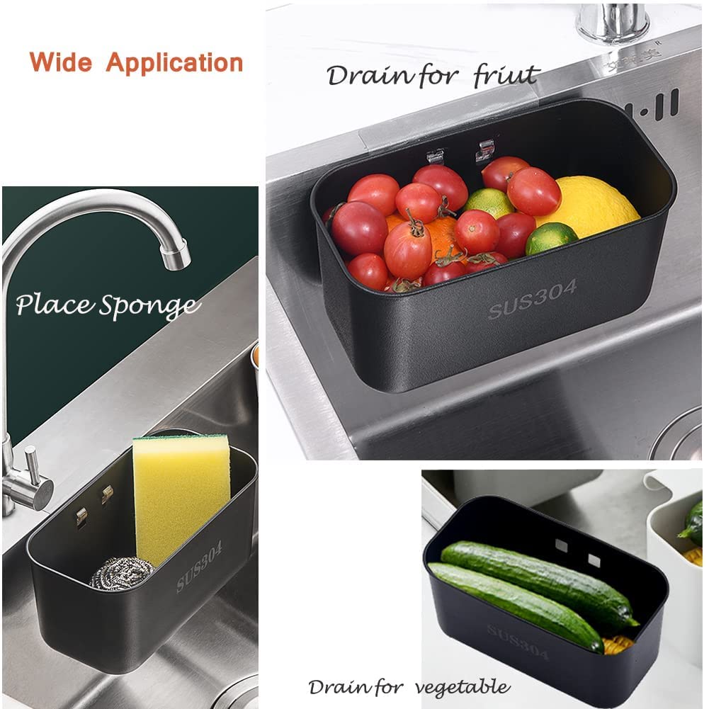 Stainless Steel Sink Strainer Basket - Multi-Functional Kitchen Sink Filter for Food Waste, Vegetables, Fruits (Black) | Perfect for Washing Produce, Preventing Clogs in Kitchen Sinks