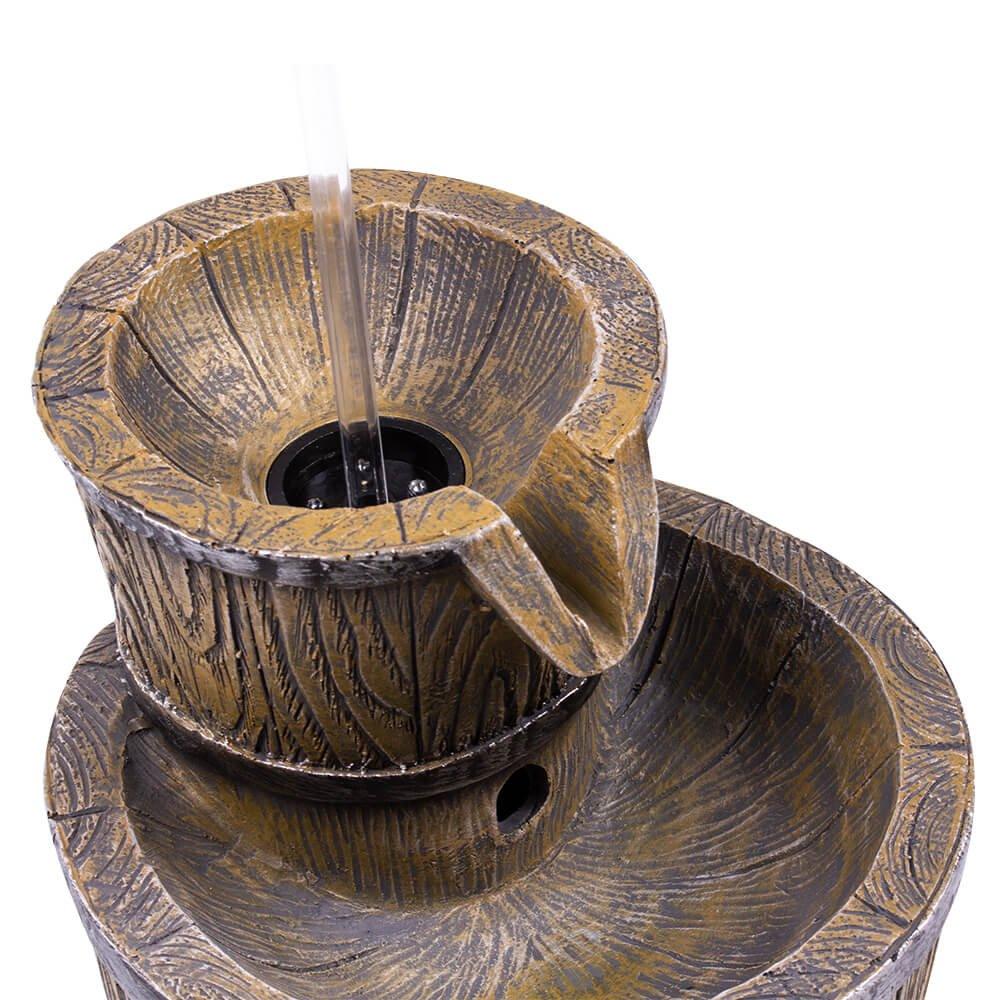 Floating Tap and Barrel Water Feature with LED Lights - Outdoor Garden Fountain Decor for Patio, Yard, and Poolside Relaxation