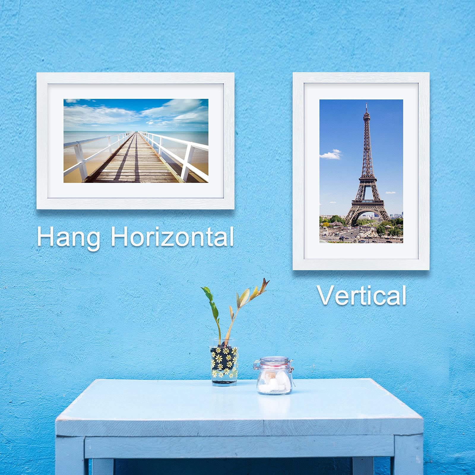 VCK 12x18 Inch Solid Wood Poster Frames - Set of 3 White Wall Mounting Hanging Picture Frames for Home Decor, Office, Gallery & Living Room Display