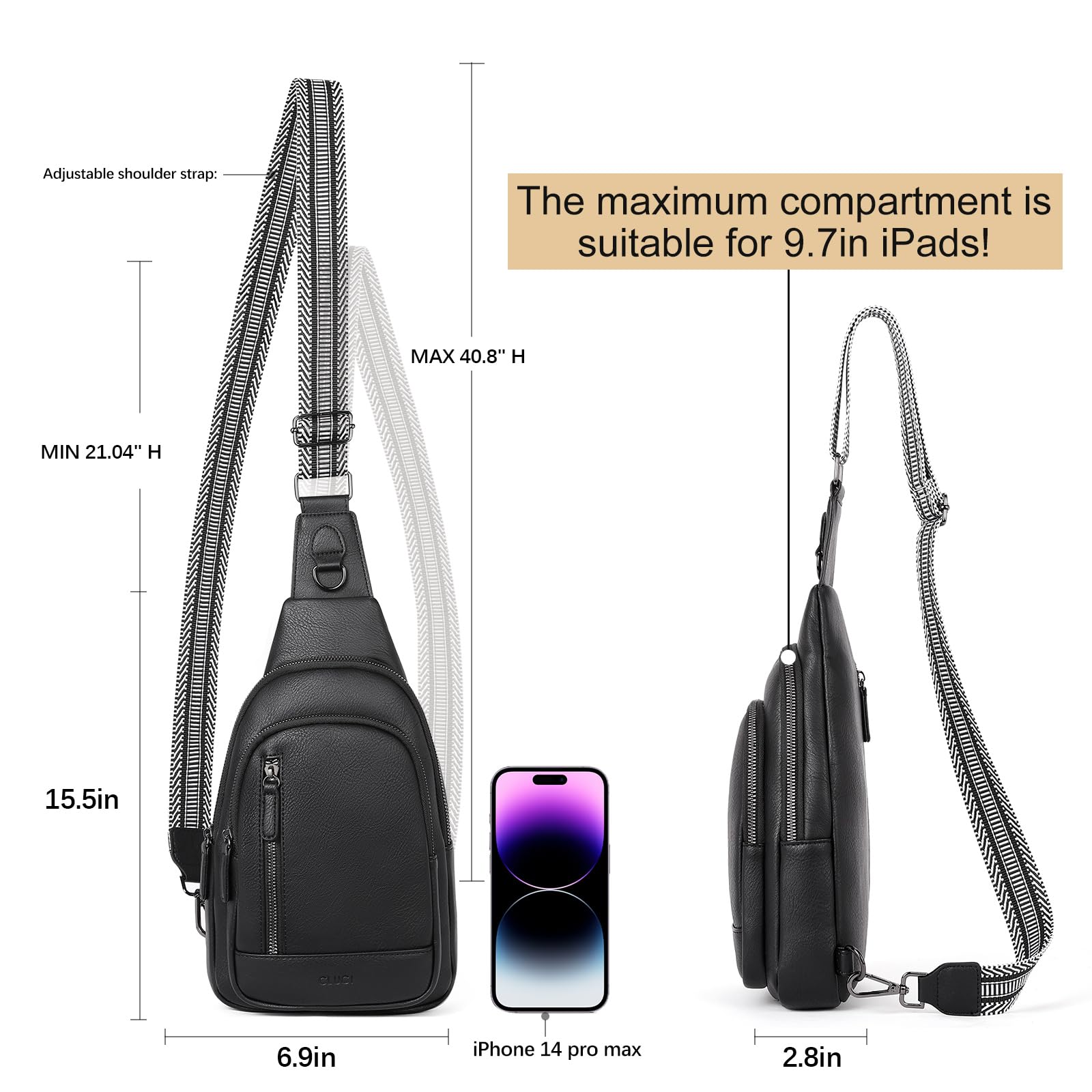 CLUCI Women's Leather Crossbody Bag - Stylish Sling Backpack Purse for Travel, Work & Daily Use | Durable & Fashionable Shoulder Bag