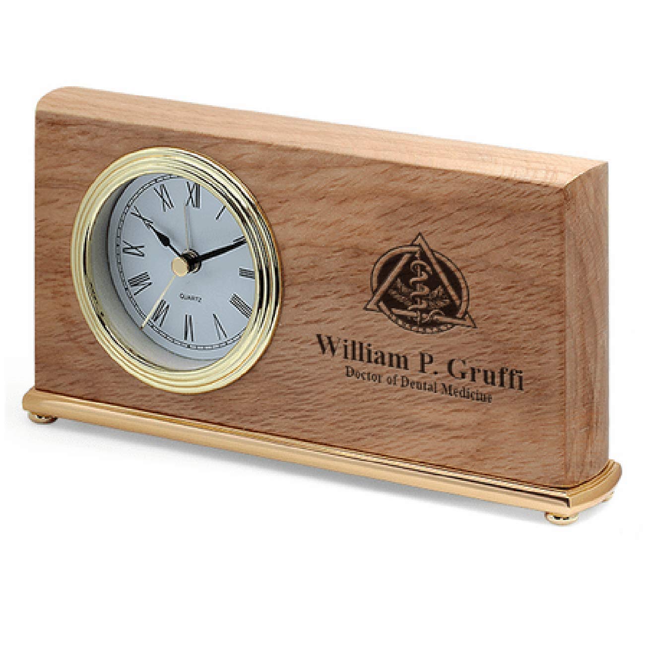 Personalized Wooden Desk Clock for Dentists - Custom Engraved Executive Gift for Dental Offices & Clinics | Perfect for Reception Desks, Waiting Rooms & Professional Gifts