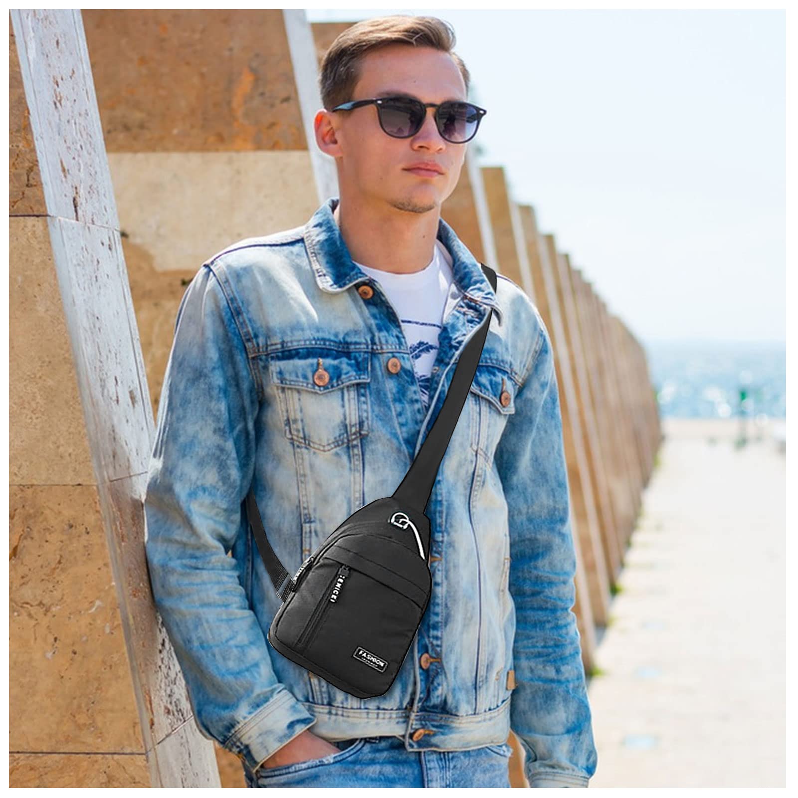 FuninCrea Men's Crossbody Sling Bag - Adjustable Oxford Shoulder Chest Bag for Travel, Hiking & Daily Use | Durable & Stylish Messenger Bag for Work, Gym & Outdoor Activities