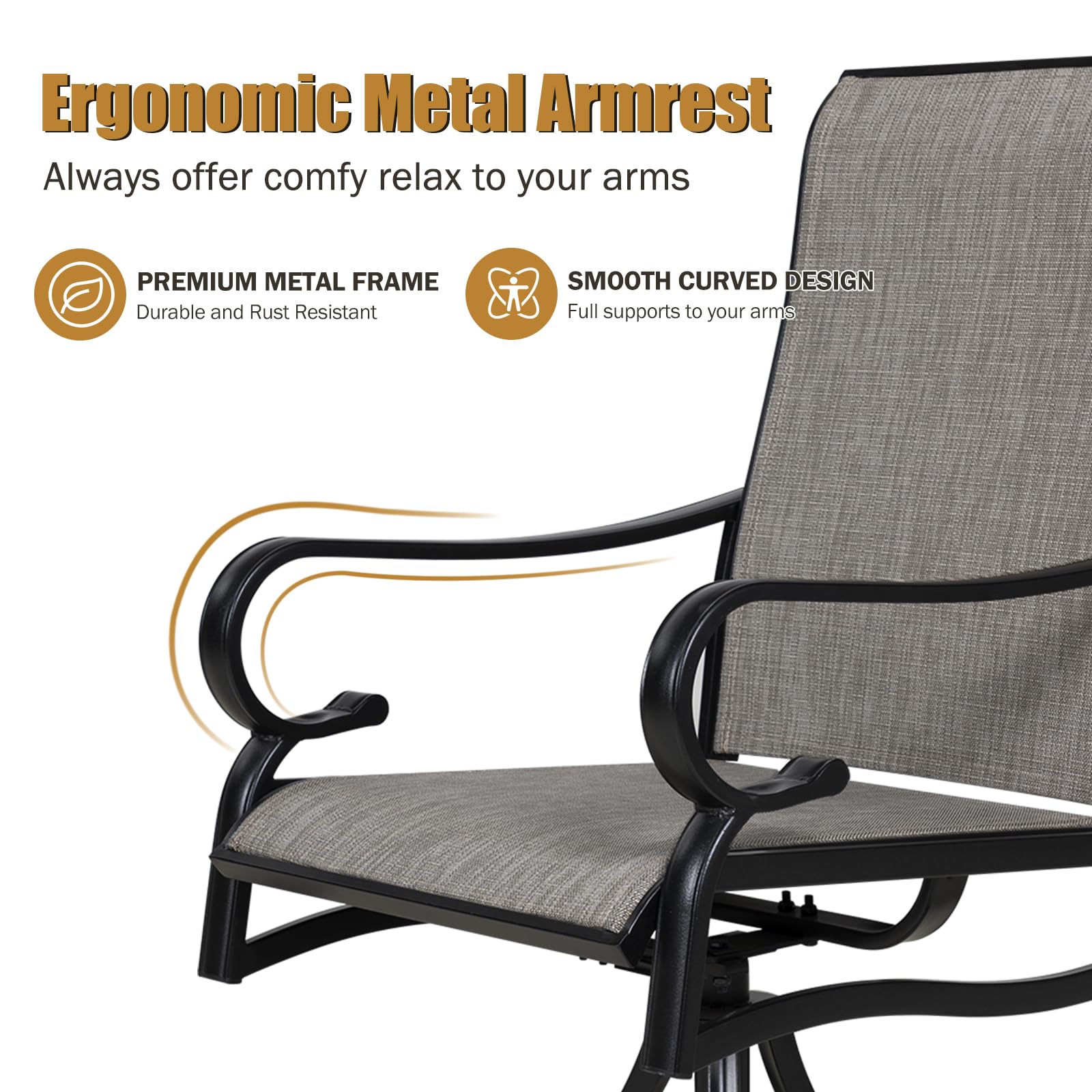MEOOEM 4-Piece Patio Dining Chairs Set - Outdoor Swivel Bistro Chairs with High Back & Textilene Fabric - Weather-Resistant Garden Furniture for Backyard, Poolside & Restaurant Use
