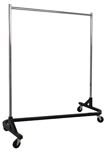 AMKO RZ/1 KD Z Knock Down Rolling Garment Rack - Heavy Duty Square Tubing Clothing Rack for Home & Commercial Use | Retail Display, Closet Organization, Laundry Room Storage, Boutique Fixtures