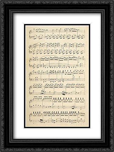 Wild Apple Portfolio 15x18 Inch Black Ornate Framed Double Matted Museum Quality Art Print - Musical Notes I - Perfect for Living Room, Bedroom, Office & Music Studio Decor