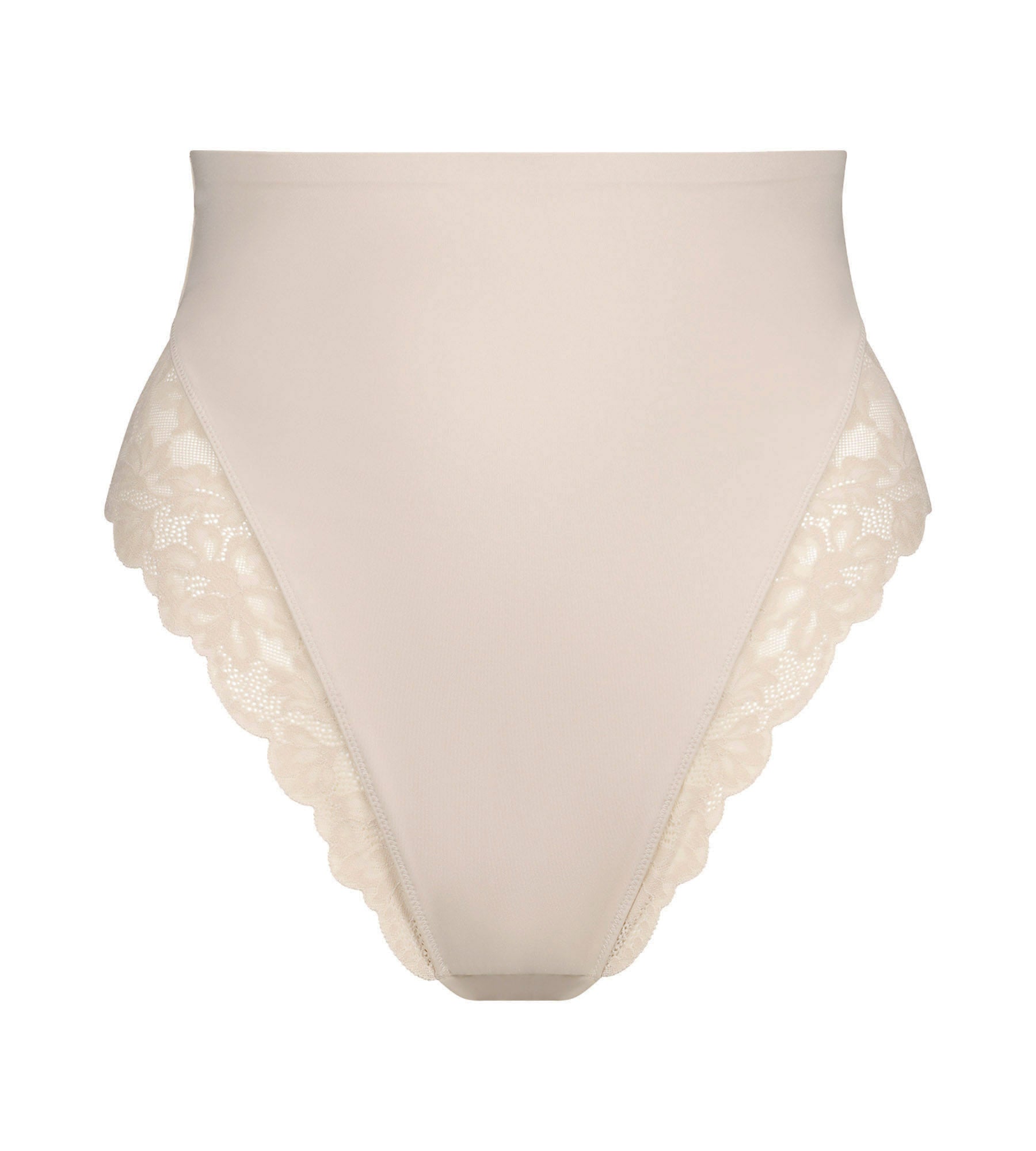 High-Waisted String Thong - Microfiber & Lace Underwear for Women - Nude Dim Silhouette Elegance - Perfect for Date Night & Special Occasions