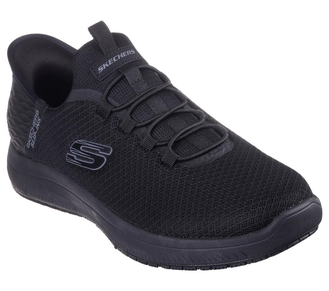 Summits Sr Colsin Slip Resistant Work Shoes for Men - Black Non-Slip Safety Shoes for Restaurant, Kitchen & Construction Workers - Comfortable Anti-Skid Work Boots for Chefs, Nurses & Warehouse Staff